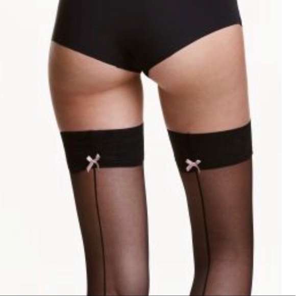 H&M Other - NWT H&M Black w/ Pink Bows Stay Ups Stockings